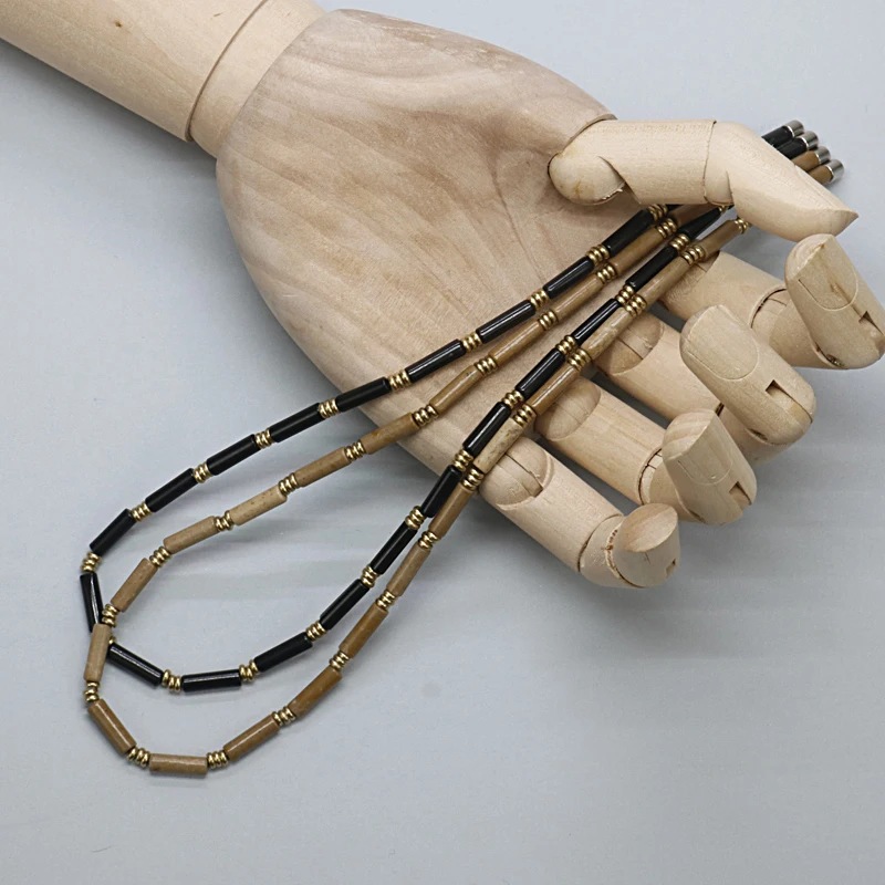 2020 черная колонна из натурального оникса колье в стиле серфера мужское ожерелье