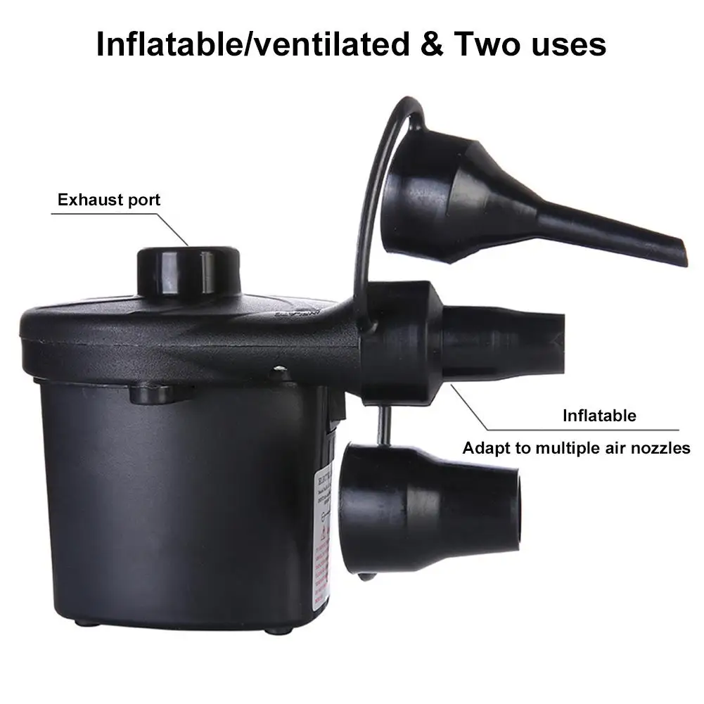 Electric Air Pump With 3 Nozzles Portable Quick-Fill Fast Inflator For Inflatable Pool Floats Cushions Mattress Boats | Спорт и