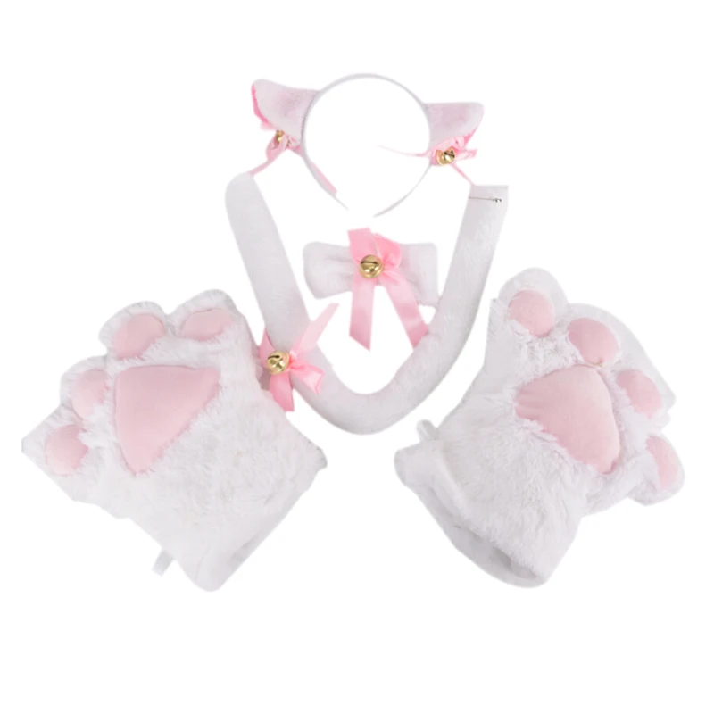 Плюшевые колокольчики для девочек с кошачьими ушками повязка на голову галстук