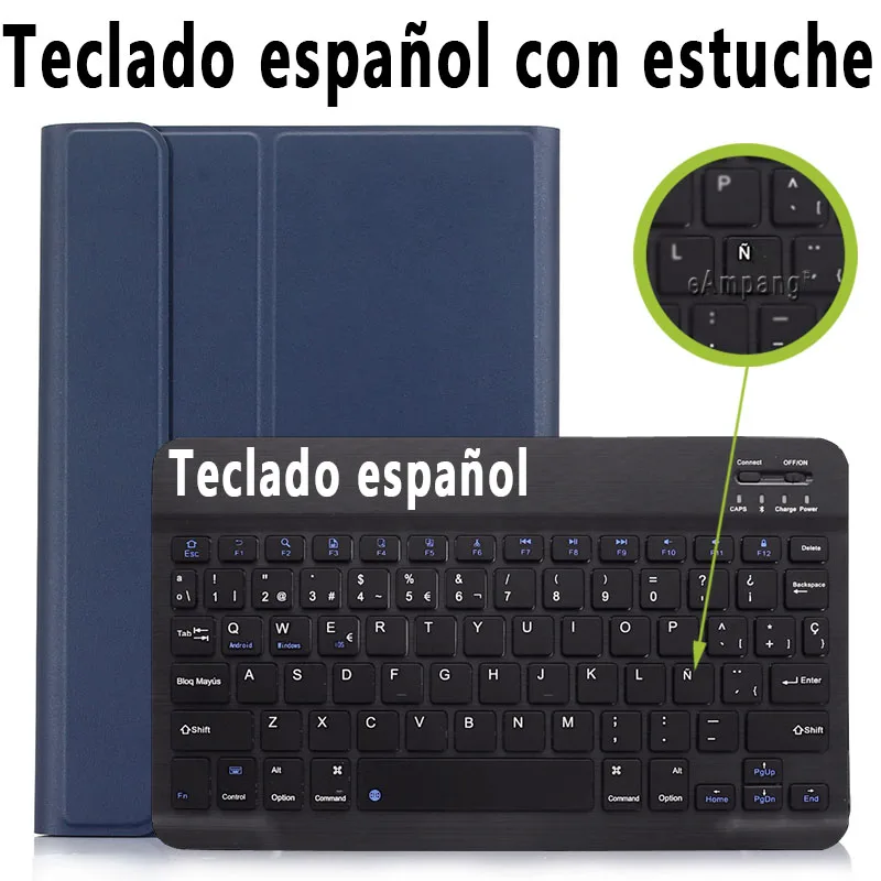 Spanish Keyboard 3,0 чехол с Bluetooth клавиатурой для iPad 10,2 чехол для Apple iPad 7го поколения A2200 A2198 A2197 русская испанская английская клавиатура - Цвет: Spanish Keyboard