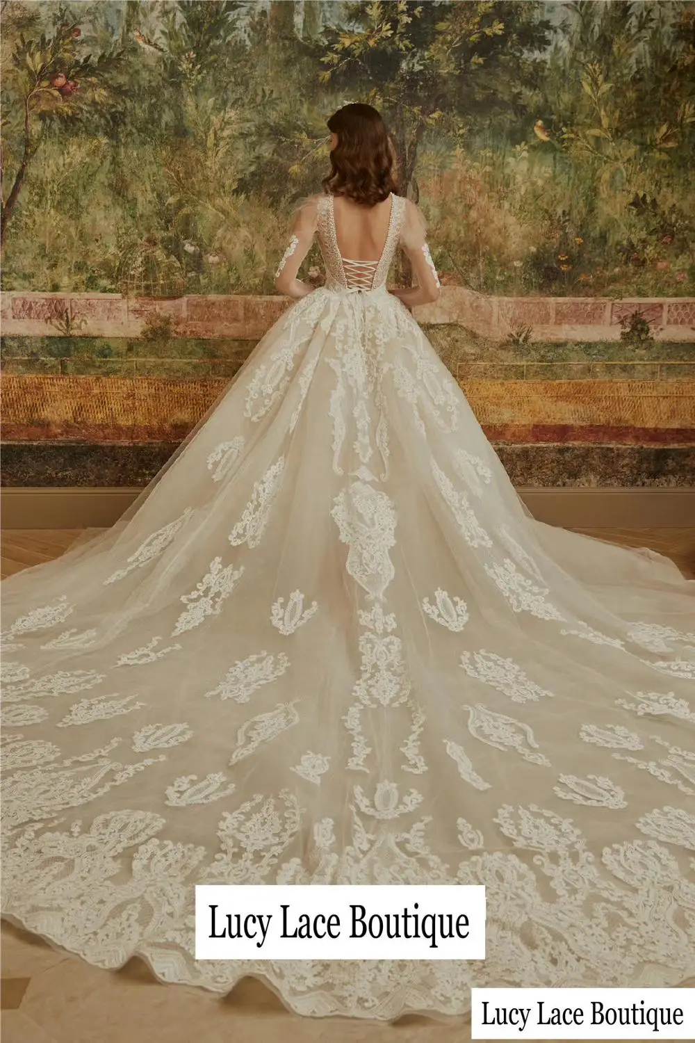 

Heavy embroidery Rayon wedding lace fabric European design Ivory lace 1 yard, top quality bridal gowns tulle mesh lace material