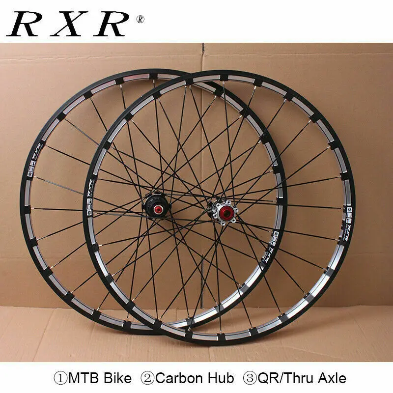 

RXR Carbon Hub 26/27.5/29" Wheelset Thru Axle/QR Bicycle Wheel Sets MTB Disc Brake 5 Bearings 7-11Speed Mountain Bike Wheels