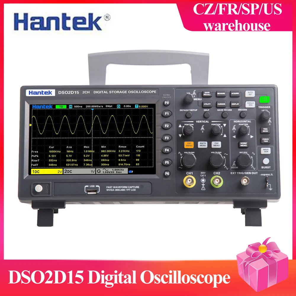 DSO2D15 800*480 пикселей 7 дюймов TFT ЖК дисплей Экран 2CH + 1CH Каналы 150 МГц полоса Ширина 1GSa/s