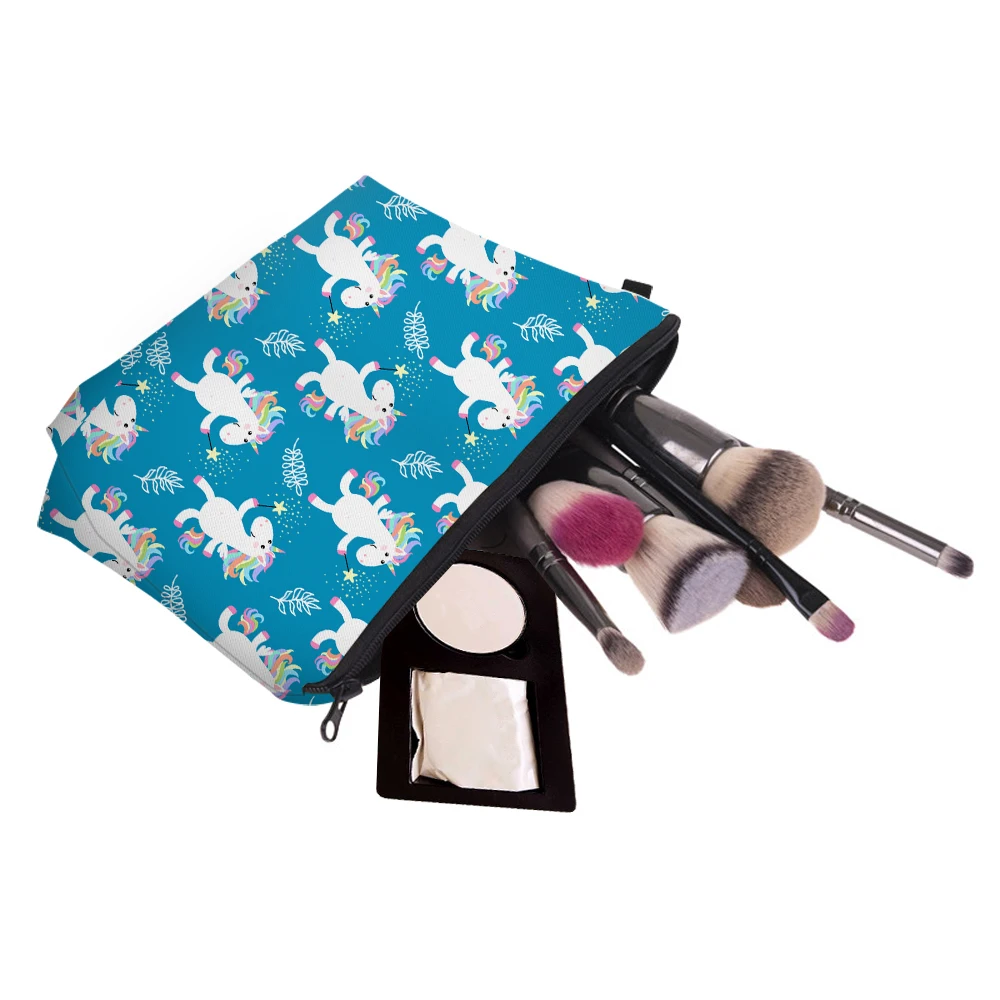 Deanfun 3D напечатанный Синий Единорог косметичка Водонепроницаемая для девочек