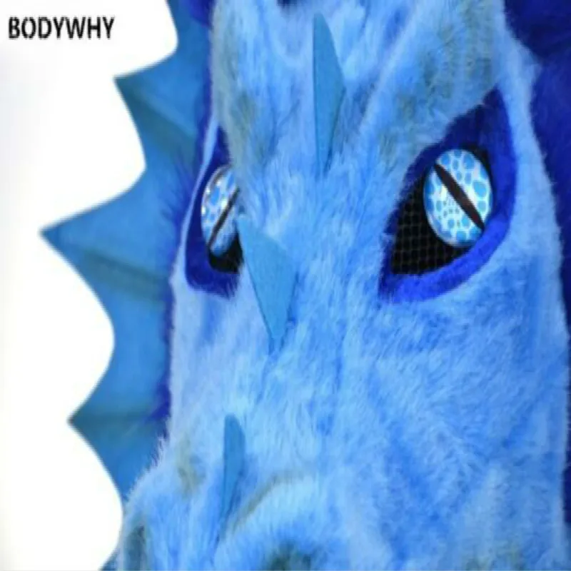 Новый костюм талисмана синего дракона маска для движения головы рта на Хэллоуин