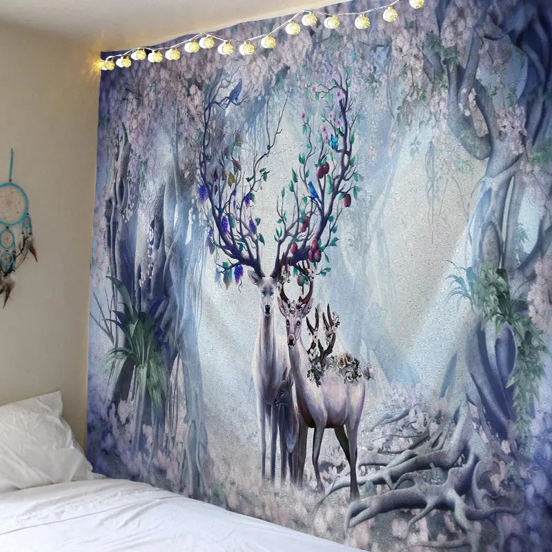

Creative 3D Printing Cute Deer Pattern Tapestry Wall Hanging For Home Decoration Living Room Bedroom Wall Art Large size