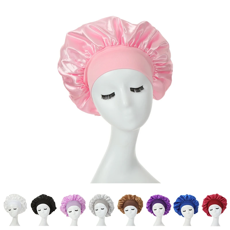 

New Women's Satin Solid Sleeping Hat Night Sleep Cap Hair Care Bonnet Unisex Cap