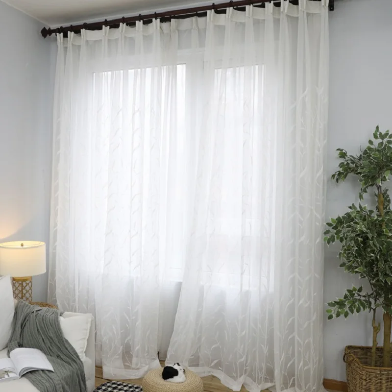 Шторы жаккардовые клетчатые для гостиной прозрачные Занавески с белым узором в