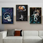 Картина маслом на холсте астронавт в космосе, декор детской комнаты, мечтающие звезды, плакат и печать, настенные картины для украшения дома