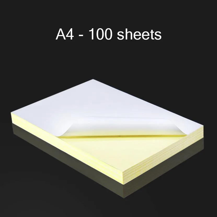 

100 Sheets A4 Laser Inkjet Printer Copier Craft Paper White Self Adhesive Sticker Label Matte Glossy Kraft Paper Office Supplies
