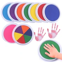 round 6 colors ink pad stamp non toxic safe diy finger painting craft kid drawing interactive imagination handprint pigment inks