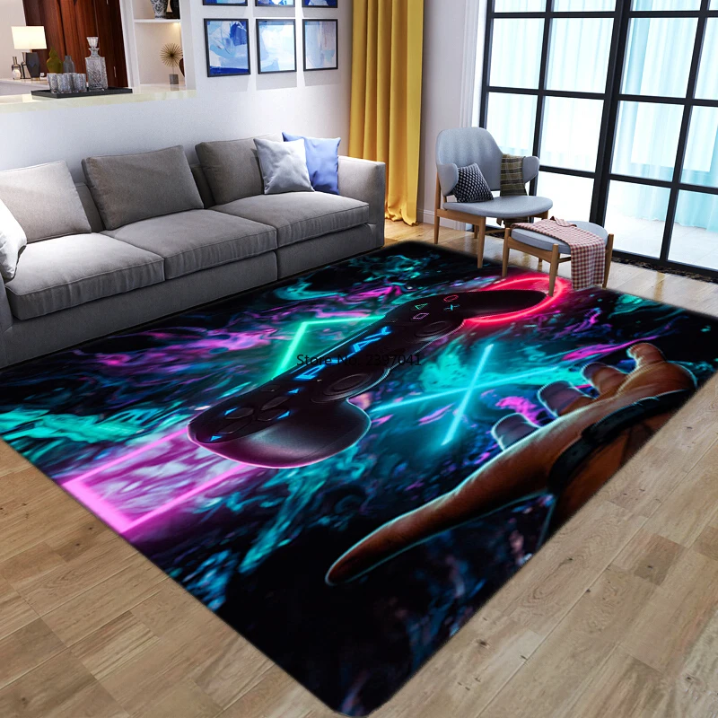

Cartoon Child Gamer Area Rugs 3D Game Controller Printed Carpets for Living Room Bedroom Anti-Slip Floor Mat Kid Play Big Carpet