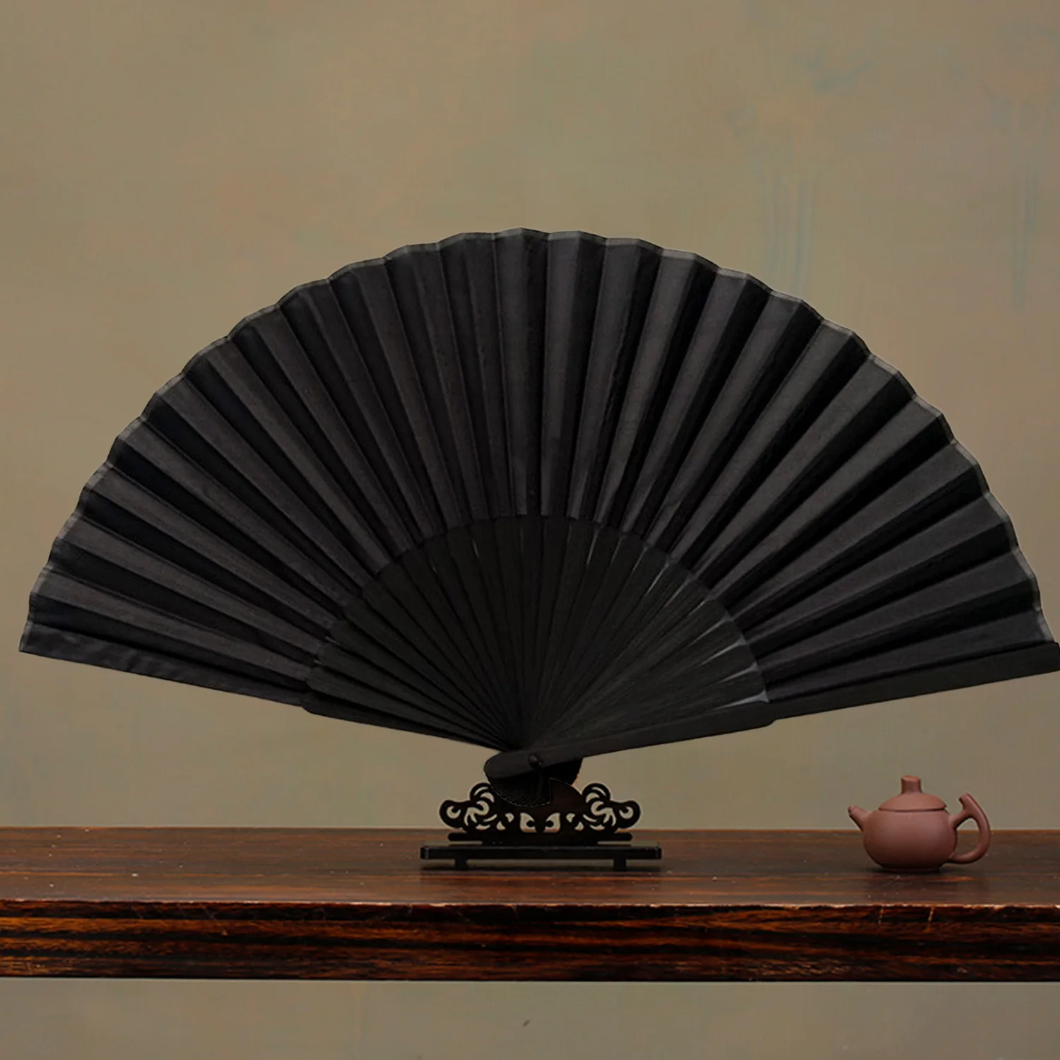 Черный винтажный Ручной Веер в китайском стиле ручные складные вееры с сумкой