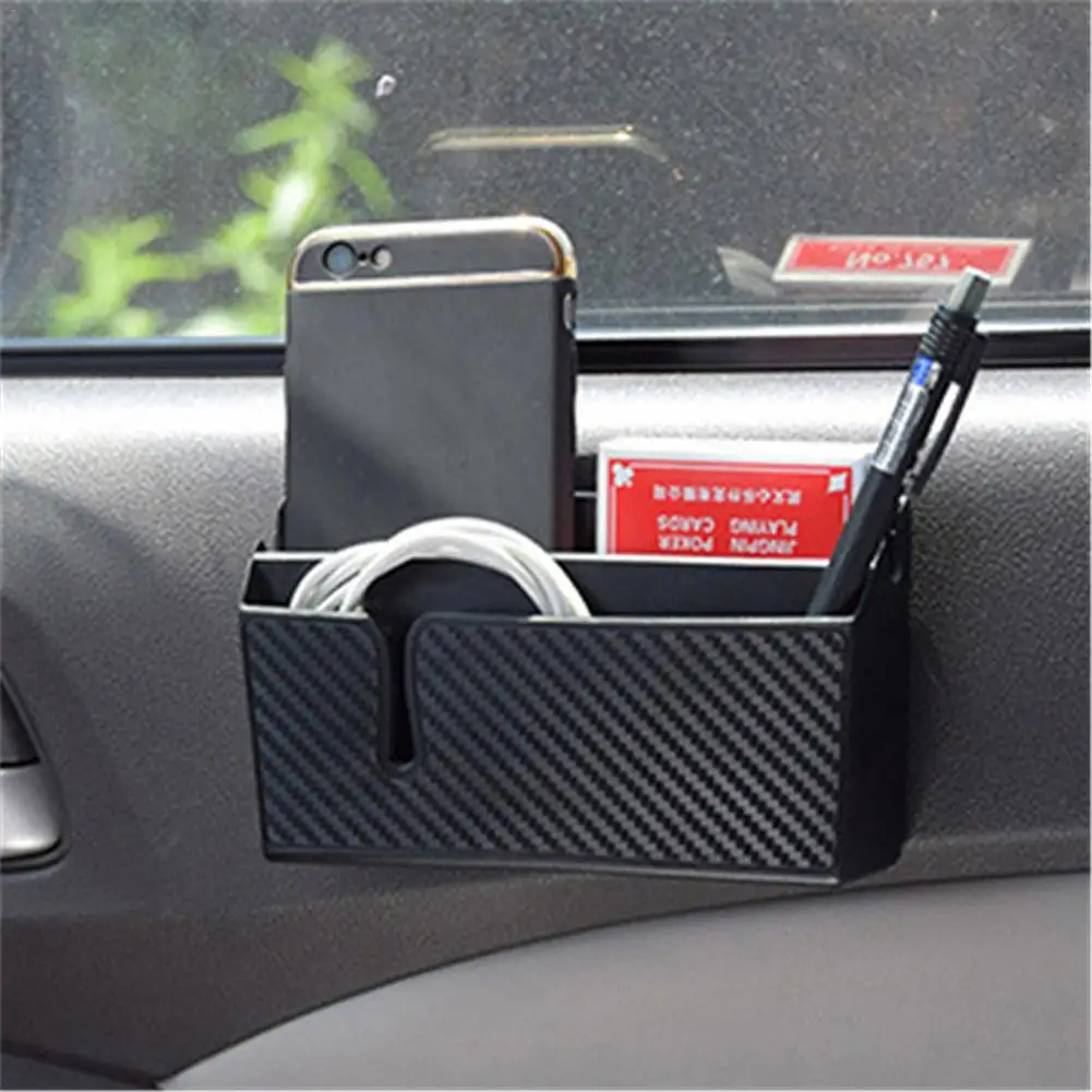 

Ящик для хранения в автомобиле из углеродного волокна, держатель для мобильного телефона, гибкая клейкая поверхность, уборка, Размеры S/ L