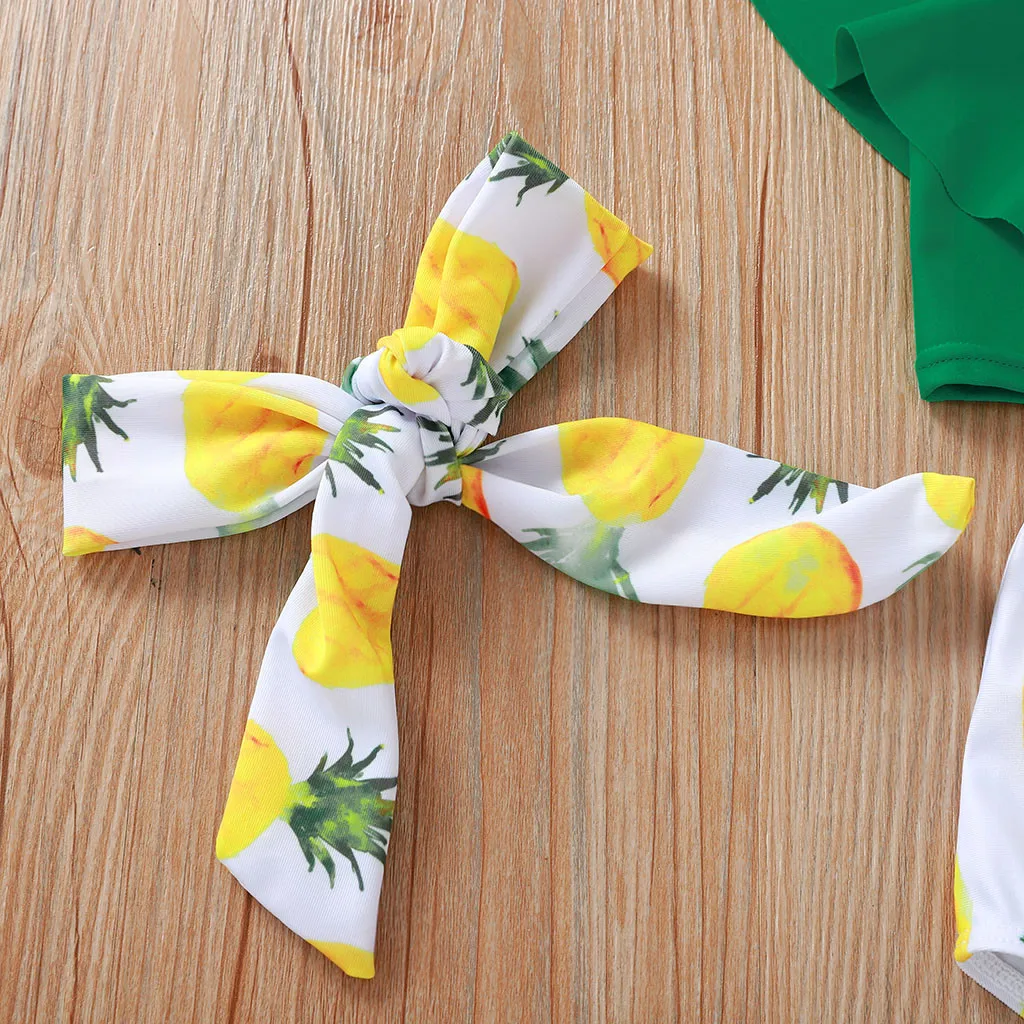 Летний купальный костюм с рюшами и принтом ананаса для малышей бикини купальник