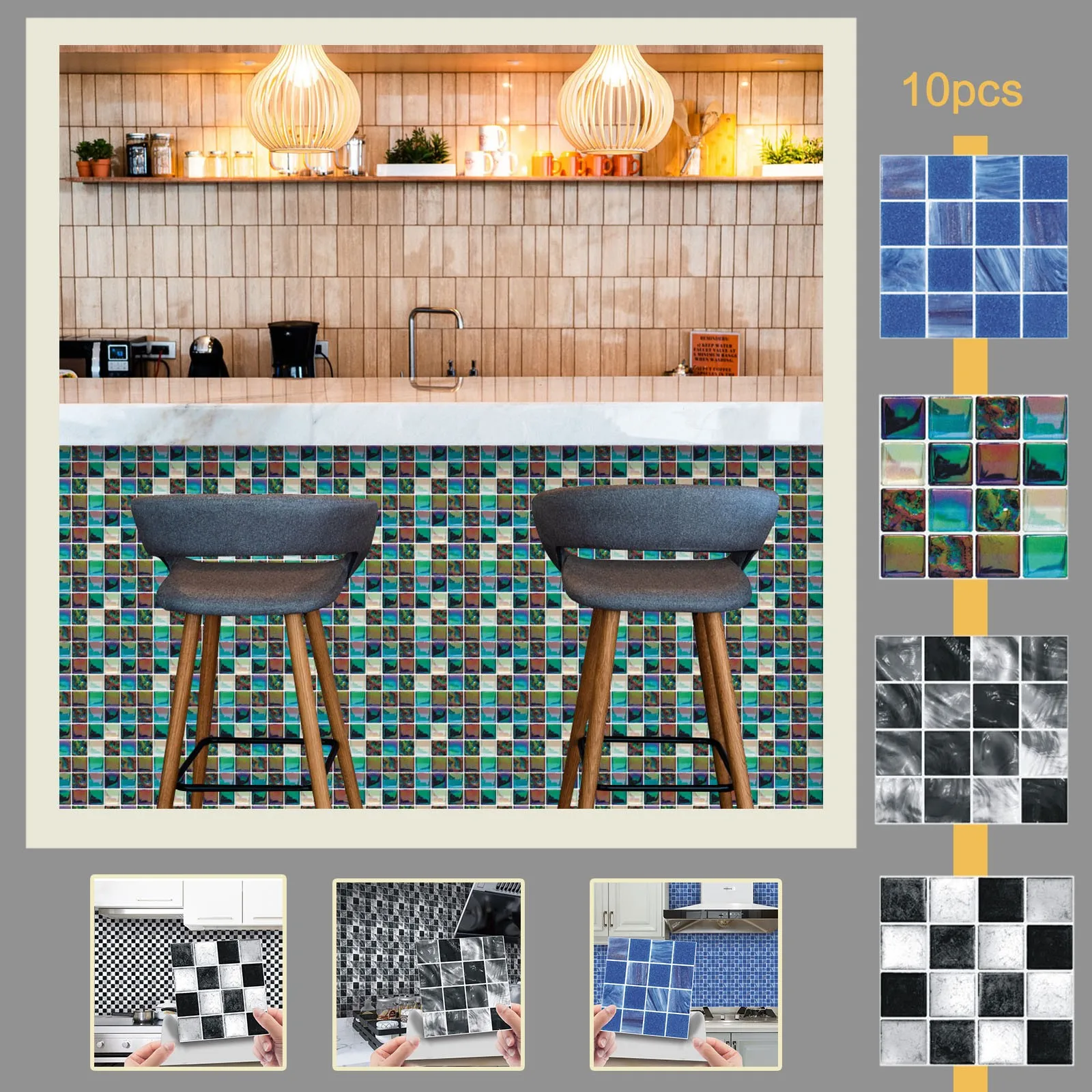 

10 шт., водостойкие наклейки на стену для ванной комнаты, 2021 #38