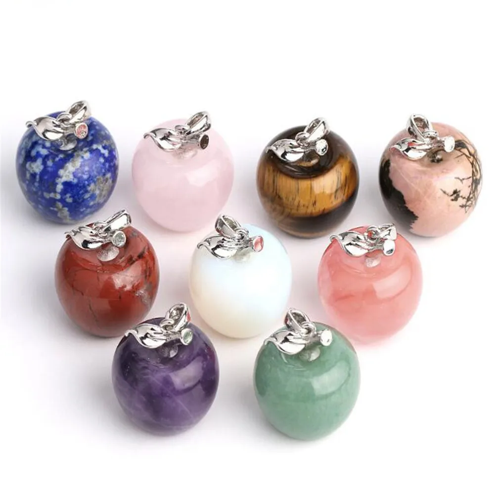 

Ожерелье женское из металлического сплава, Стильная летняя подвеска с натуральным кристаллом Ляпис, яблоко, модные аксессуары в европейском и американском стиле, 6 шт./лот