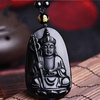 natural black obsidian stone necklace pendant fashionable men and women jewelry buddha pendant necklace jewelry