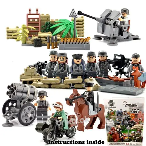 Новые блоки ww2, военные армейские, армейские наборы, фигурки, строительные блоки, игрушки для мальчиков, для детей, США, России Великобритании - Цвет: Germa Soldiers set