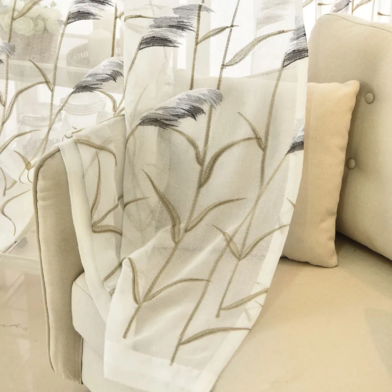 Льняные шторы WP113D в китайском пасторальном стиле с вышивкой занавески для