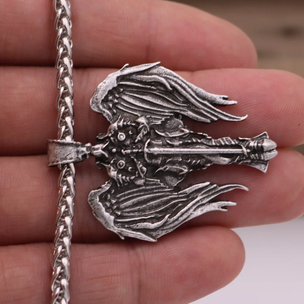 Антикварный кулон с перекрещивающимися крыльями, талисман Викинга, мужское ожерелье с архангелом Св. Михаилом, защищающее ангельское украшение.