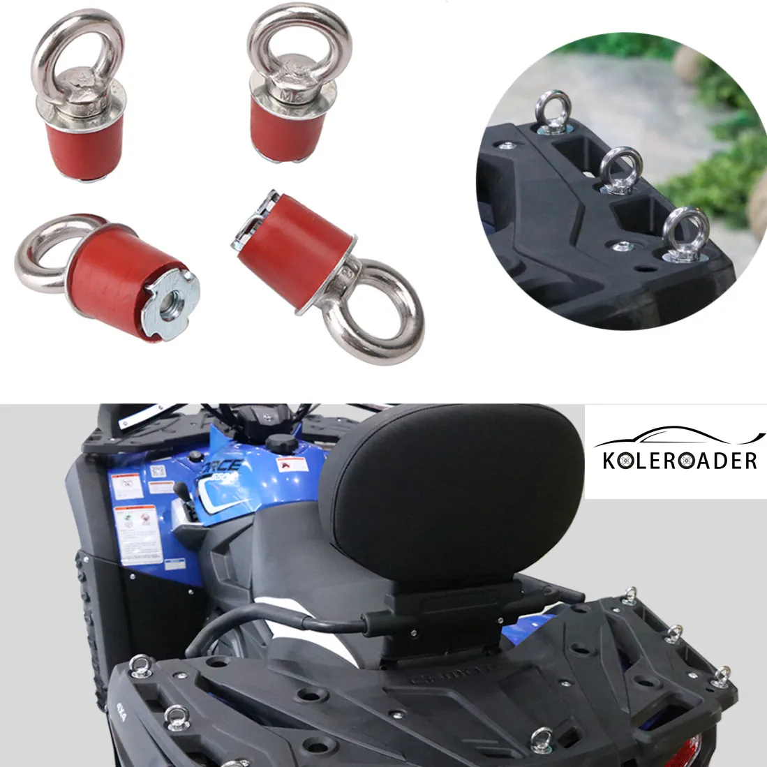 4 Pack Lock And Tie Down Anchors Eye Bolt Fasteners For Polaris Snowmobile Cargo Racks Other ATV's With A 1'' Diameter Hole |