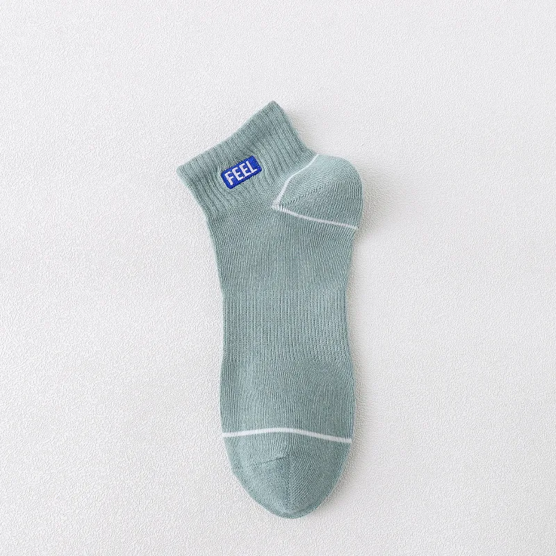 

1 Pair Hip-hop Men Socks FEEL Series Letters Embroidery Breathable Short Casual Socks Cotton Sports Absorb Sweat Ankle Boat Sock