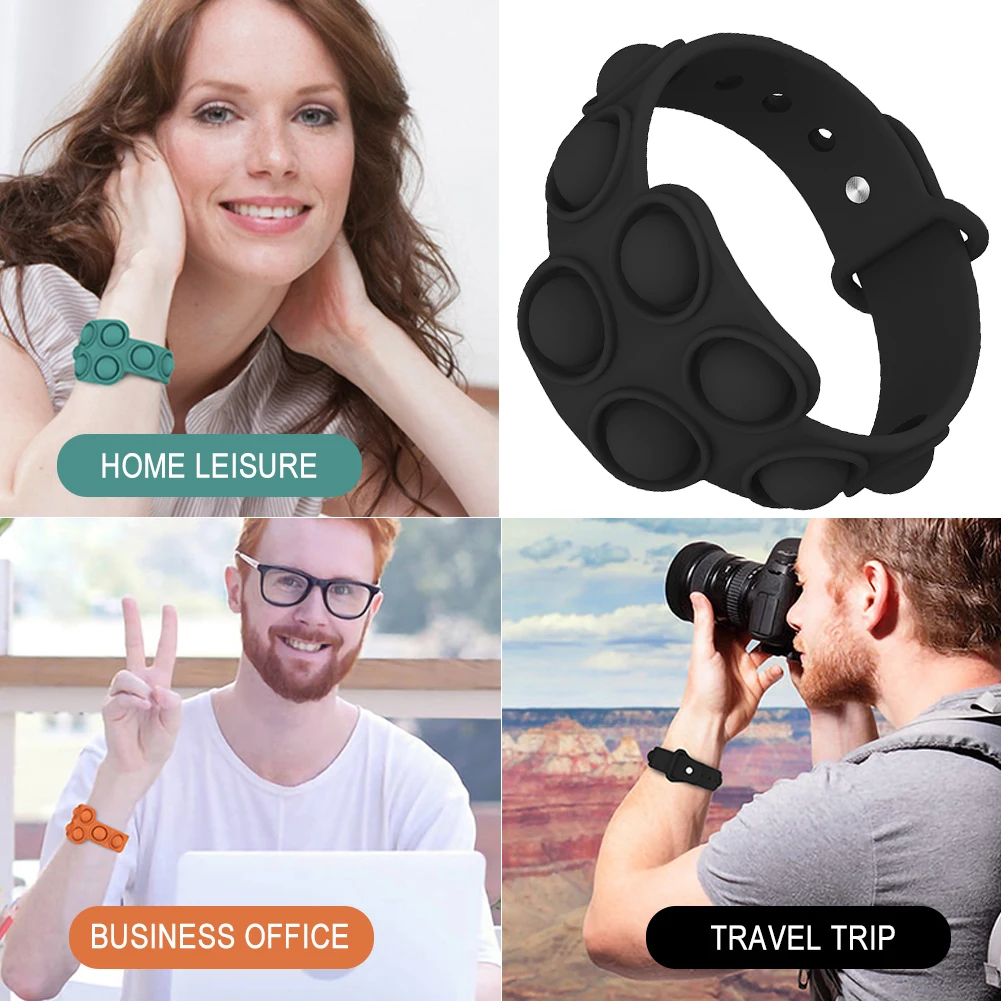 Juguetes de descompresi&oacute;n de burbujas, pulsera con hoyuelos para aliviar el estr&eacute;s, de silicona suave-1