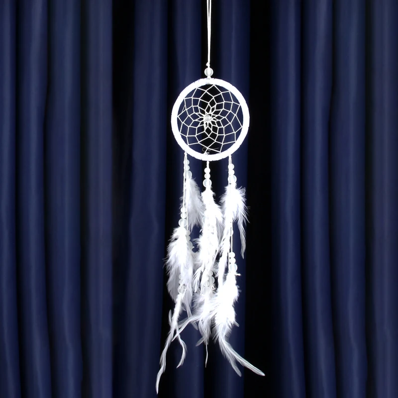 

Girl Heart Dream Catcher Nordic Feather Lace Ribbons Hanging Craft Decoration Handmade Dreamcatcher For Children's Room Decor