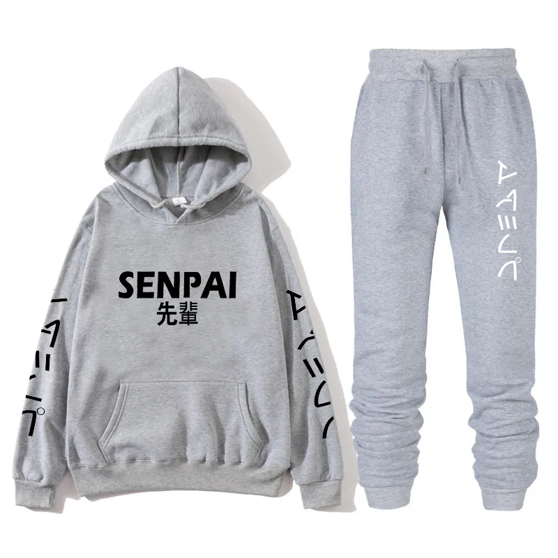 

Spring and autumn men's casual round neck hoodie GYM men's training pants solid color printing simple and handsome sports suit