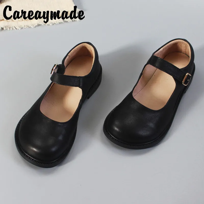 Careaymade-Handmade Genuine Leather  women's shoes literature art comfortable shallow mouth soft sole college style single shoes
