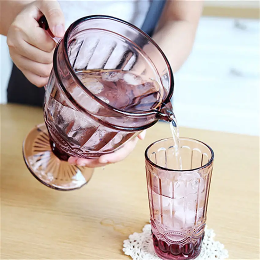 1300 мл Европейская стеклянная рельефная чашка для холодной воды креативный цвет