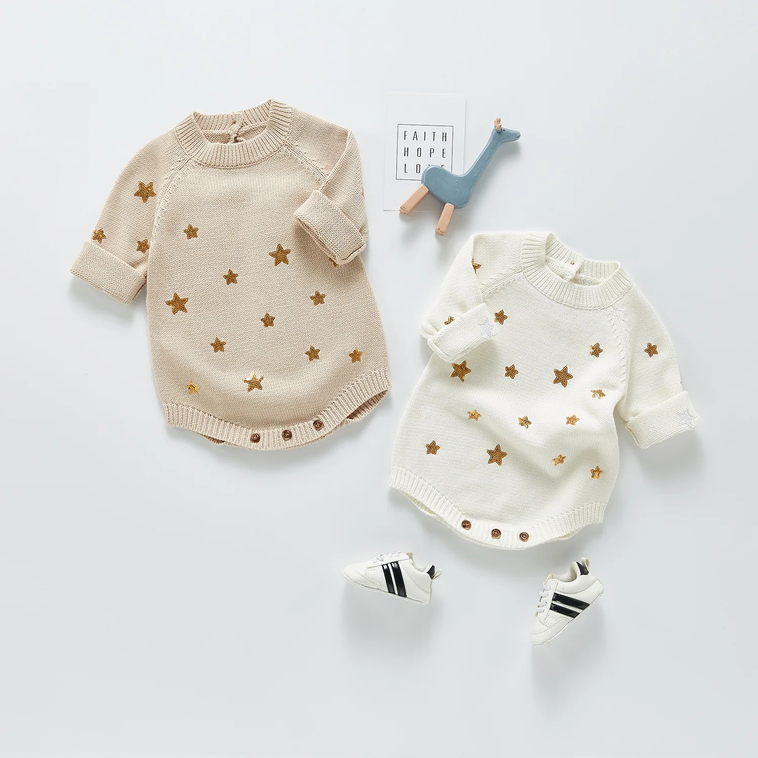 

2021 Spring New Born Girls Clothes Cute Long Sleeve Print O-Neck Bodysuit