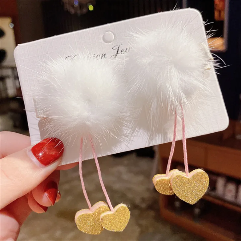 10pair/lot Chinese Style Plush Ball Tassel Hair Clips Star Heart Barrette Happy New Year Hairpin Handmade Accessories | Детская одежда