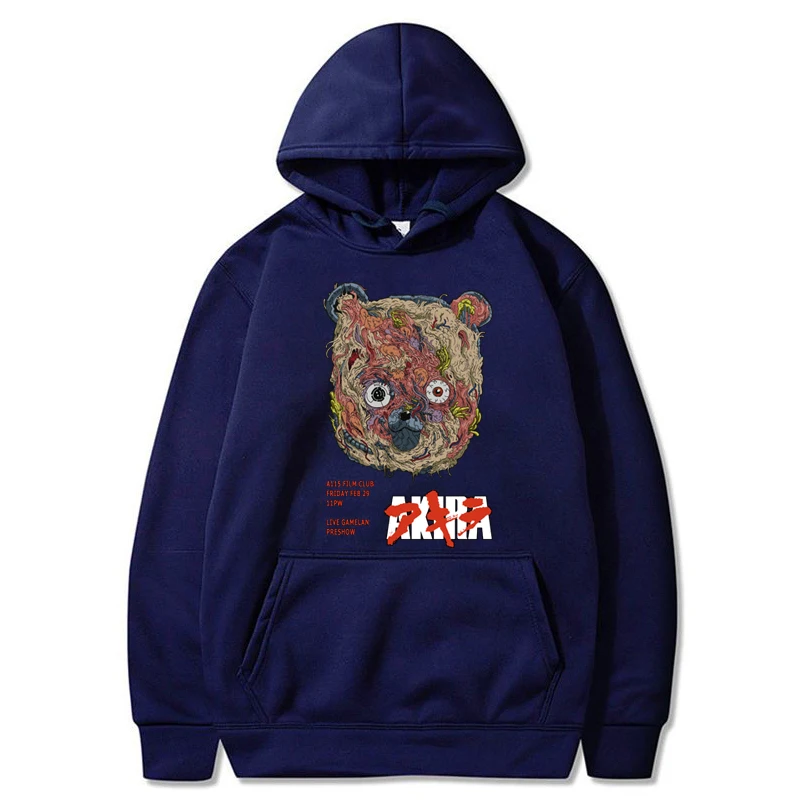 

Толстовка с капюшоном Akira с принтом медведя из мультфильма, Повседневная стильная толстовка большого размера в стиле ретро, унисекс, Y2k, Харадзюку