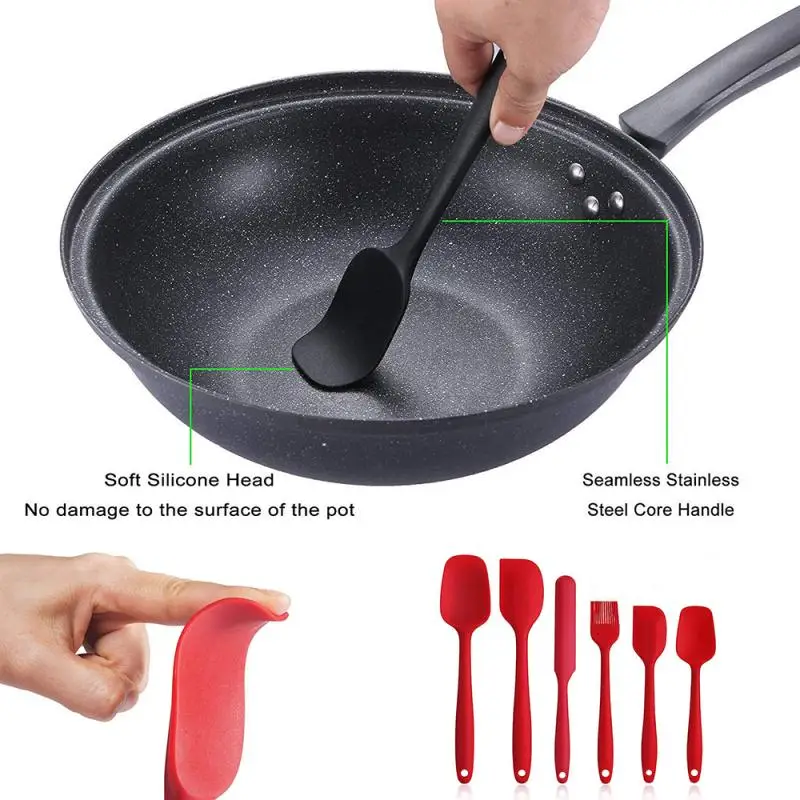 6 Piece Silicone Pastry Spatula Set Non-Stick Rubber Heat-Resistant Kitchen Utensils For Baking New Hot | Дом и сад