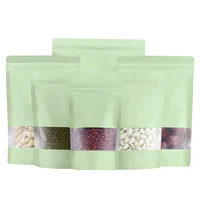 100pcs grass light green aluminum foil window zip lock bag pet food jewelry kitchen spice snack heat sealing packaging pouches