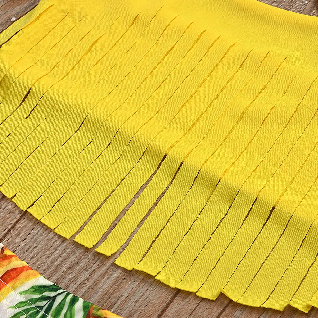 Купальный костюм для маленьких девочек Летний купальный с кисточками и принтом