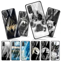 fashion black wolf for samsung galaxy s20 fe ultra note 20 s10 lite s9 s8 plus luxury tempered glass phone case cover