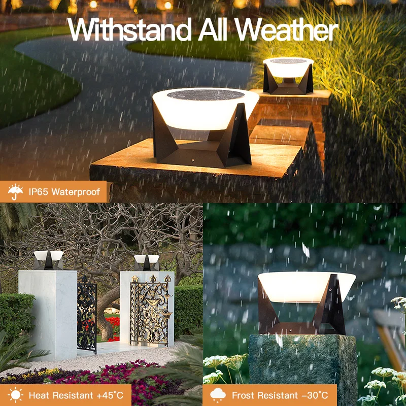 Цена Водонепроницаемая светодиодная уличная лампа VZVI IP65 на солнечной батарее, налобный фонарь для забора, ворот, столба, лампа для виллы, двора, с...