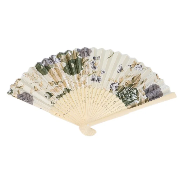6 Colorful Chinese Bamboo Folding Hand Fan Flower Floral Wedding Dance Party Decor Au08 19 Dropship - Color: 6