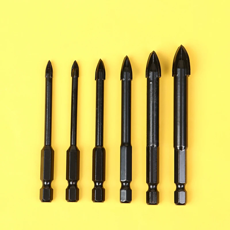 

Сверла с крестообразным шестигранным наконечником для плитки, Открыватель отверстий для стекла, керамики, бетона, металлические стеклянны...