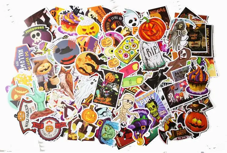 100 шт./компл., Водонепроницаемый ПВХ Хэллоуин Стикеры уличных танцев Doodle Стикеры Набор для украшения фестиваля