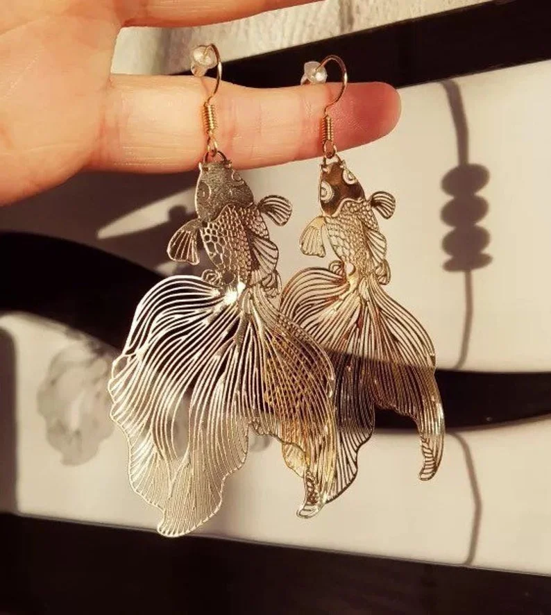 Кои Висячие серьги милые Alt Винтаж Стиль китайские стильные милый рыбы кои в виде