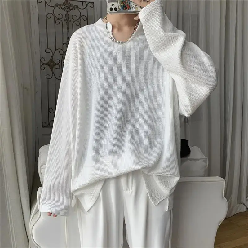 Мужская футболка с длинным рукавом и V-образным вырезом в стиле Харадзюку | одежда