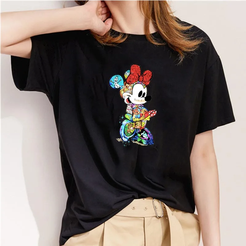 Женская футболка с короткими рукавами симпатичная принтом мыши в стиле