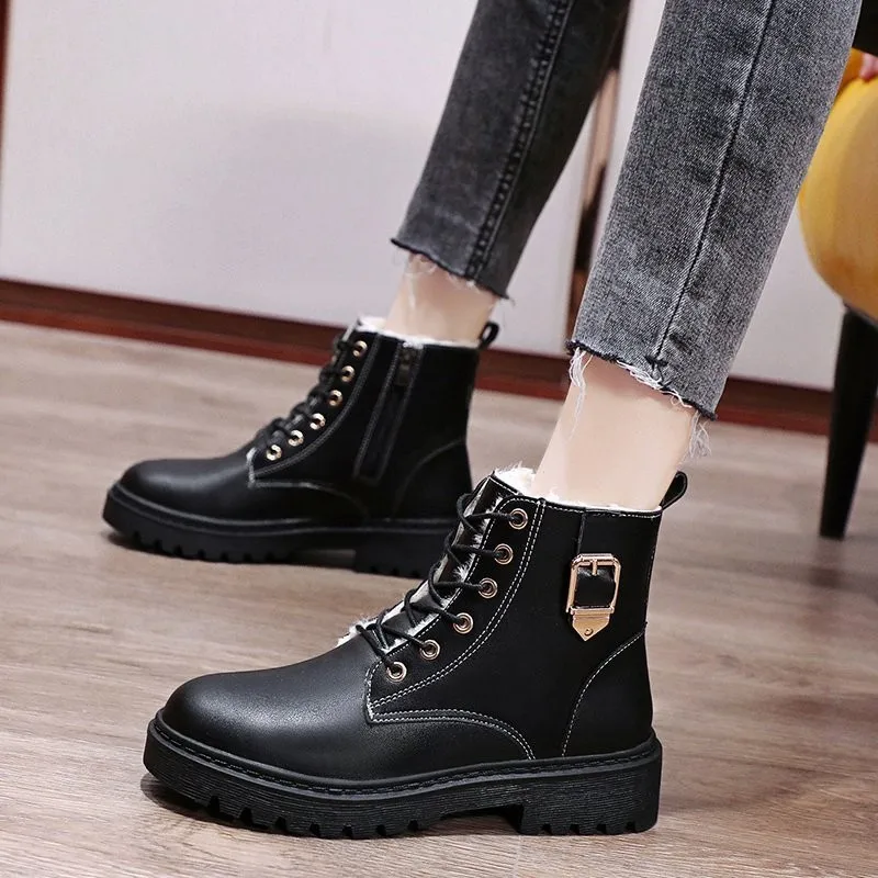 

Women's Boots Winter 2021 New Casual Couple Martin Boots With Pu Luxury Retro Classic Design Plus Size 43