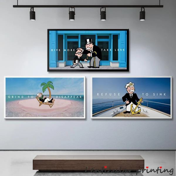 

Motivational Real World Abstract Poster Sea Beach Cartoon Mindset Home Decor Nordic Graffiti Oil Painting