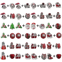 2pcslot red sleigh santa claus charm beads fit silver plated pandor bracelets with christmas tree for women kids fashion gift