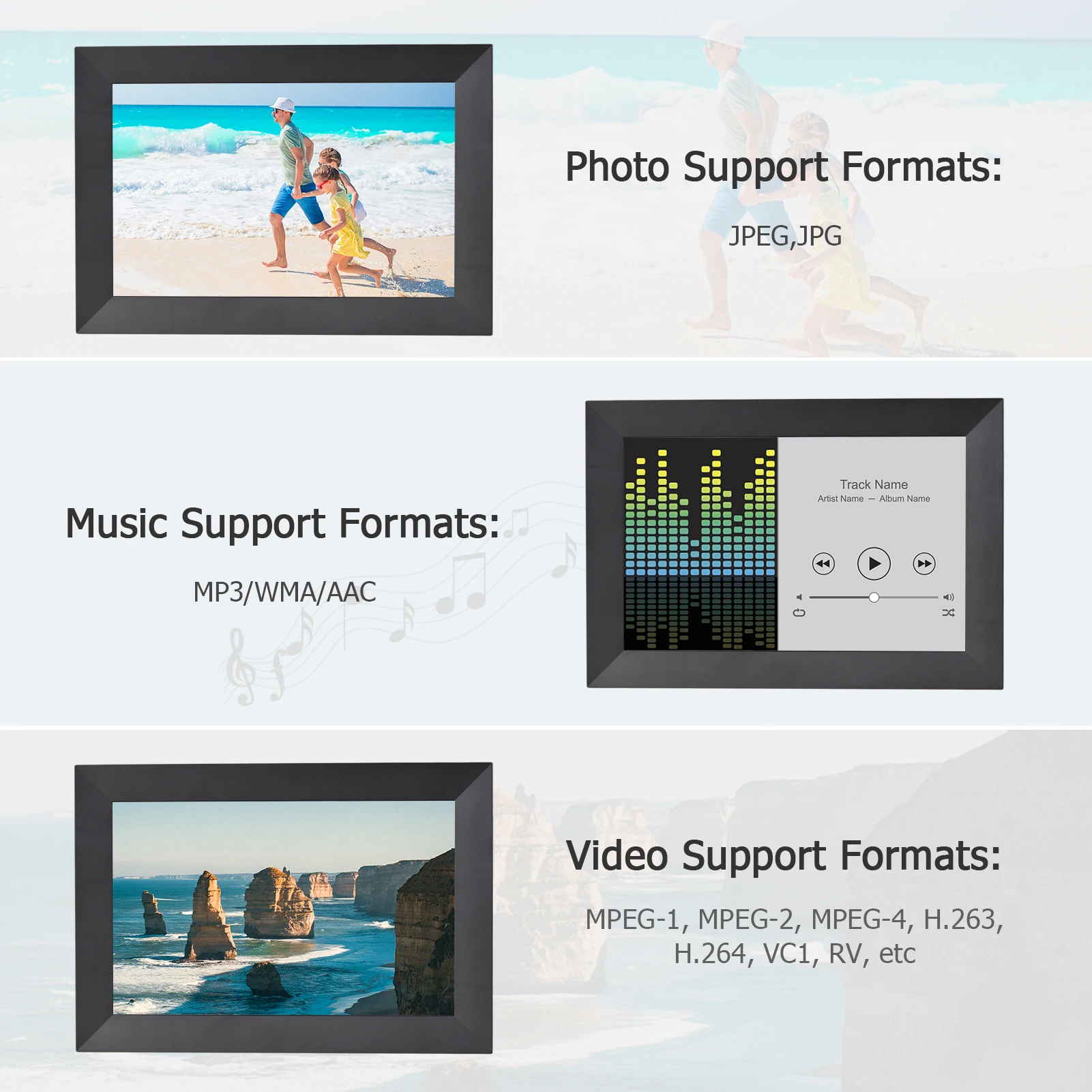 Умная Wi Fi фоторамка Andoer 10 1 дюйма цифровая HD IPS сенсорный экран 1280*800 фото 1080P видео